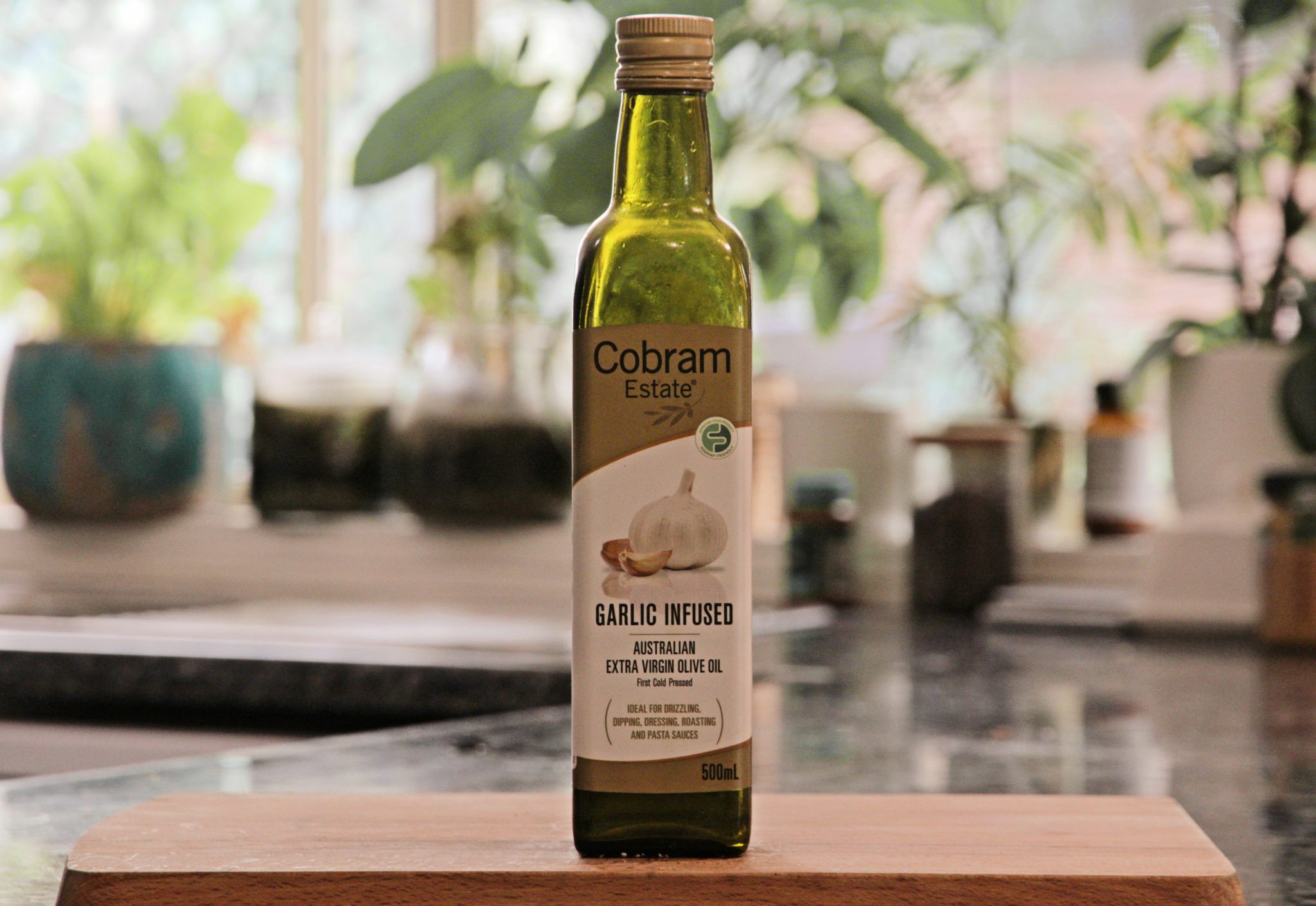 Cooking oil bottle on a commercial kitchen counter