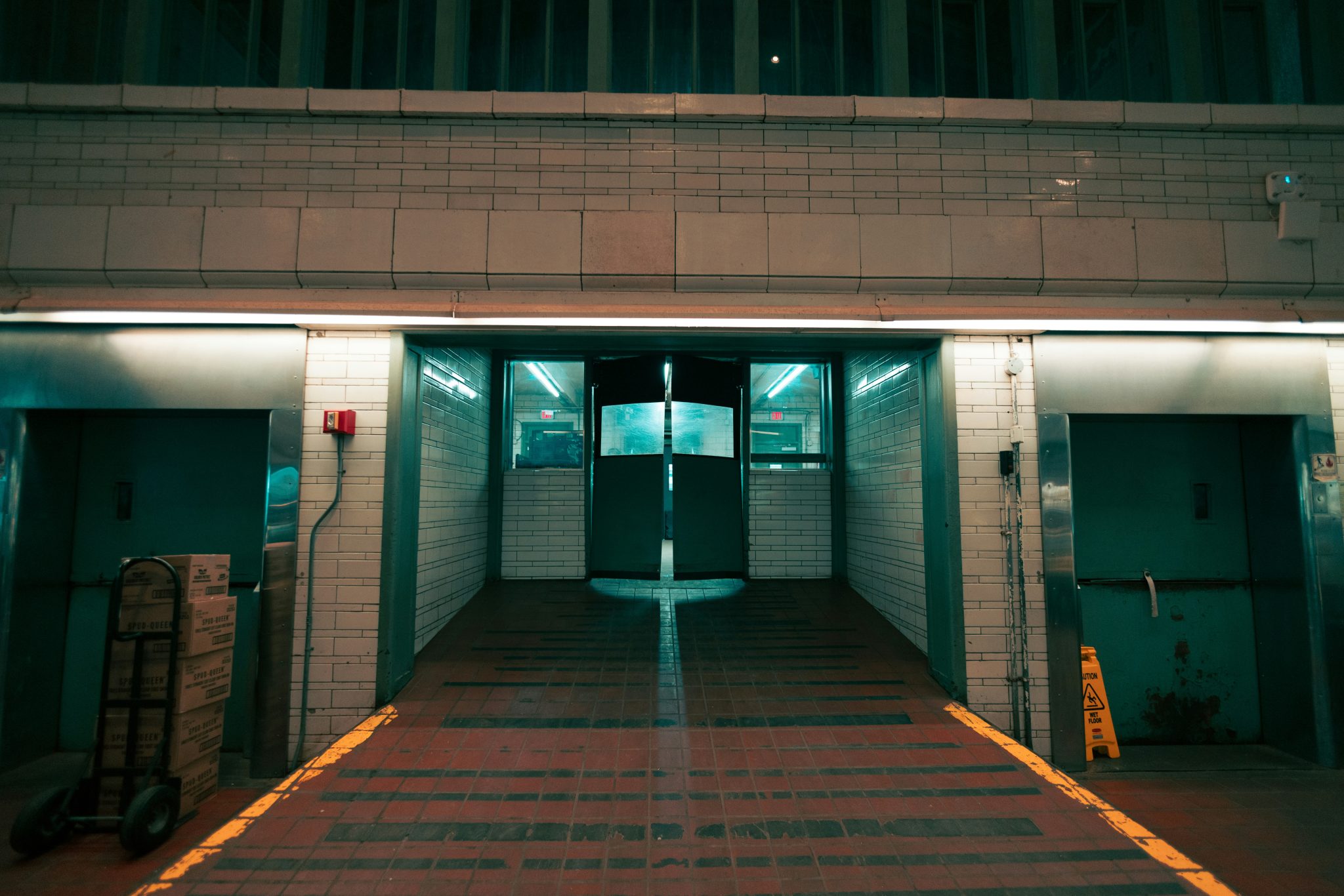 Chilled storage room entrance used for temperature-sensitive food products